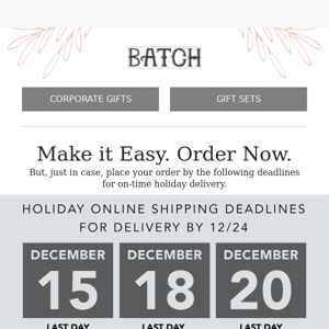 2022 Holiday Shipping Deadlines