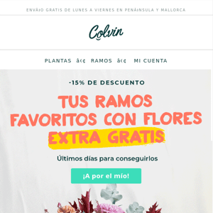 ¡Últimos días! -15% y ramos con flores extra 🌼