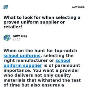 [New post] What to look for when selecting a proven uniform supplier or retailer! 