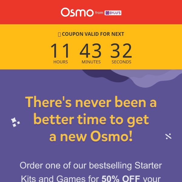 🎁  Play Osmo, get 50% off your first PlayOsmo order! Valid for limited time!