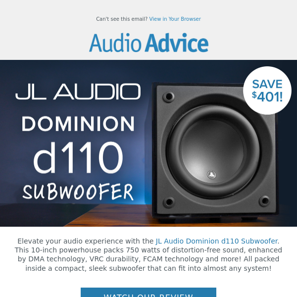 🔊JL Audio d110 Sub: Watch Now & Save $401!