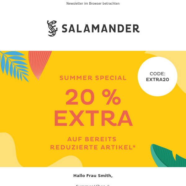 20% extra sparen beim SALAMANDER Summer Special ☀️