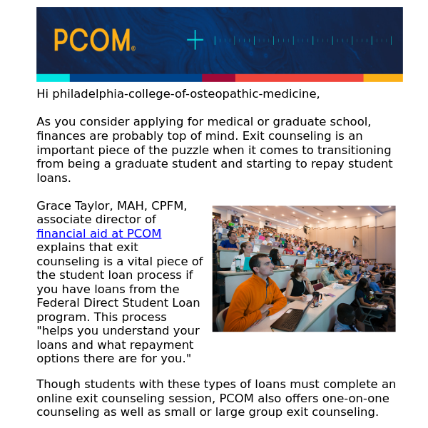 PCOM students get support they need to repay student loans