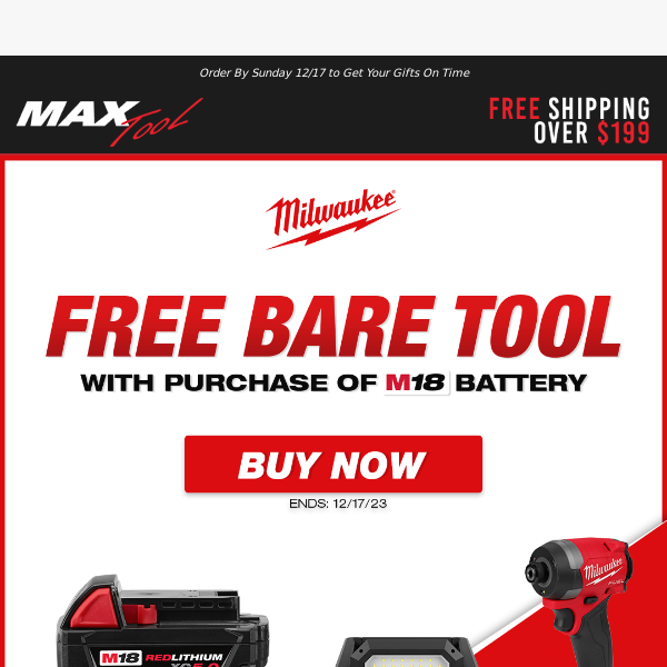 🎁 Free Bare Tool with This M18 Battery 🎁