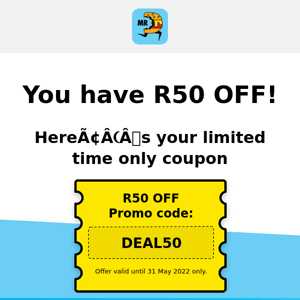 Welcome new foodies. Here’s a R50 coupon for you!