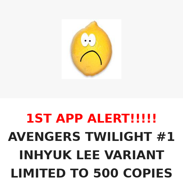 ONLY 11 COPIES LEFT!!! AVENGERS TWILIGHT #1 INHYUK LEE VARIANT LIMITED TO 500 COPIES WITH NUMBERED COA