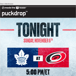 Catch the Toronto Maple Leafs take on the Carolina Hurricanes today on ESPN!
