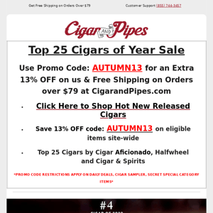 🏆Shop Bold, Flavorful Boutique Cigars & Top 25 Cigars of the Year at Over 20% OFF !!