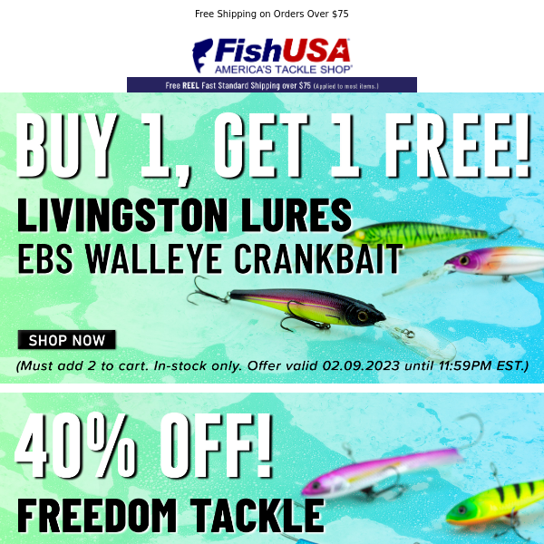 Select Walleye Lures Buy One, Get One Free!