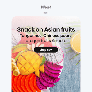 It's time to snack on fresh ASIAN fruits! 🍇🍊🍌🍎