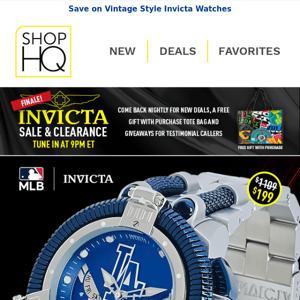 FINALE! Invicta Sale & Clearance at 9pm ET