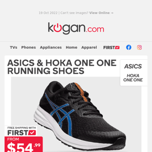 ASICS & Hoka One One Running Shoes from $54.99