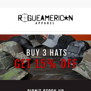 Buy 3 hats, get 15% off