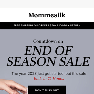 Final hours for End of Season Sale