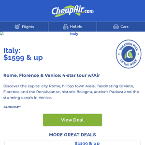 Tour Italy w/Airfare included from $1599+