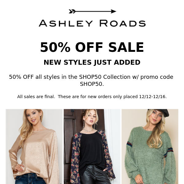 ✨ NEW STYLES added to 50% OFF SALE