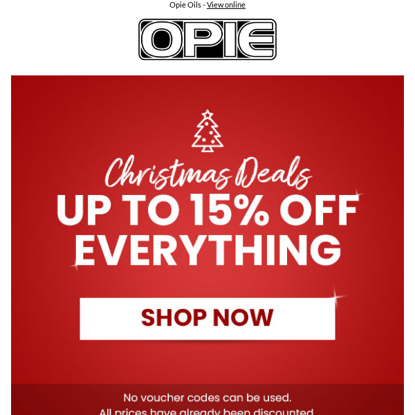 Christmas Deals - Up to 15% Off Everything!