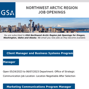 New/Current Job Opportunities in the GSA Northwest Arctic Region