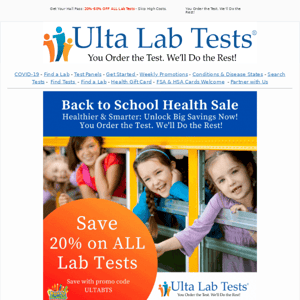 Stay on Track with 20%-50% OFF ALL Lab Tests - Don't Be Tardy!