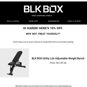 Interested in BLK BOX Utility Lite Adjustable Weight Bench? Here's 10% off!