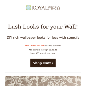 Get an expensive💰wallpaper look for less with 20% off stencils