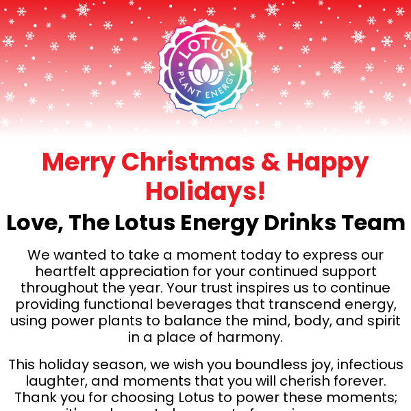 Merry Christmas from Lotus Energy Drinks!