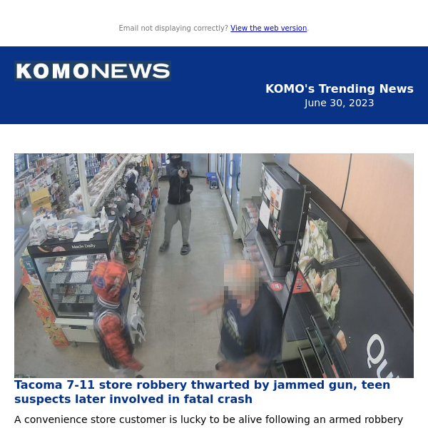 Tacoma 7-11 store robbery thwarted by jammed gun, suspects later involved  in fatal crash