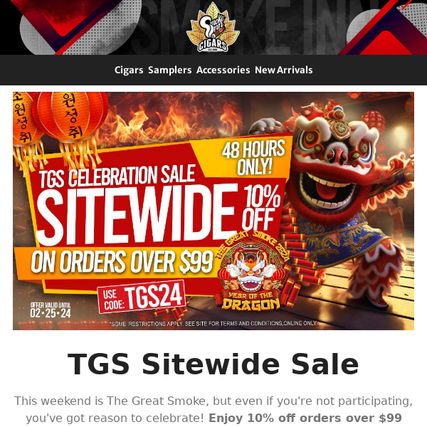 Save 10% This Weekend & Celebrate TGS