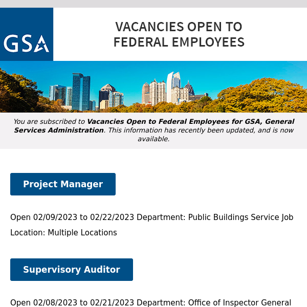 New/Current Job Opportunities at GSA Open to All Federal Employees & Special Appointment Eligibles