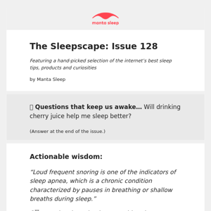 Sleepscape 128: How to tell between snoring and sleep apnea, plus a list of ASMR videos and podcasts 😮‍💨