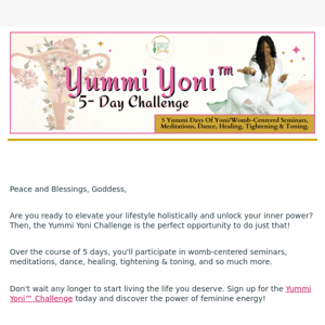 Elevate Your Lifestyle Holistically with the Yummi Yoni Challenge