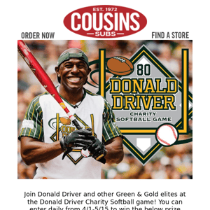 Donald Driver Softball Giveaway!