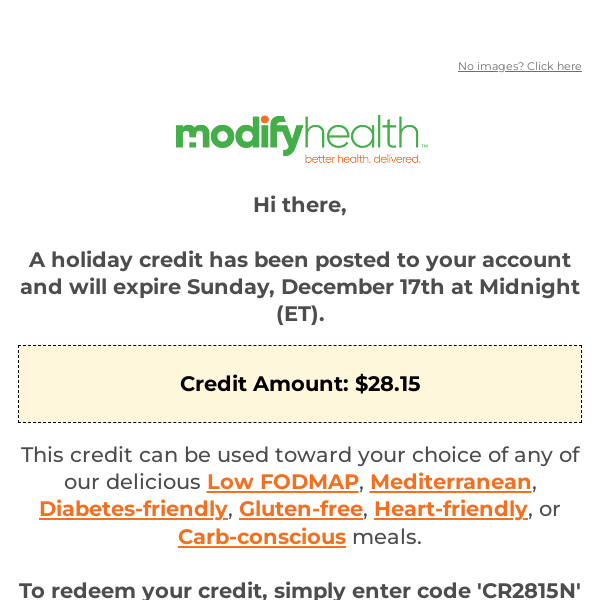 A $28.15 holiday credit has been added to your account!