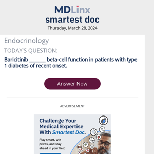 Smartest Doc Endocrinology Quiz for Thursday