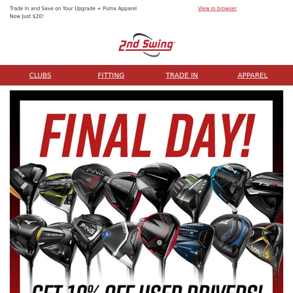 Final Day to Save an Extra 10% OFF Used Drivers ⛳ FREE Shipping + 30-Day Play Guarantee