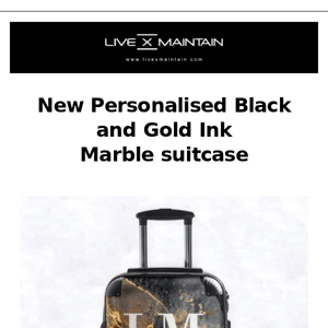 NEW Black & Gold Ink Marble Suitcase