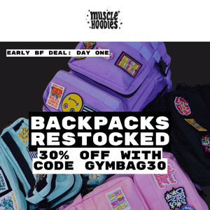 GYM BAGS RESTOCKED AND 30% OFF FOR 24 HOURS!