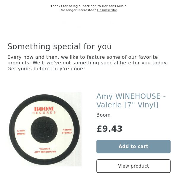 zone Stræde Opfattelse New! Amy WINEHOUSE - Valerie [7" Vinyl] - Horizons Music