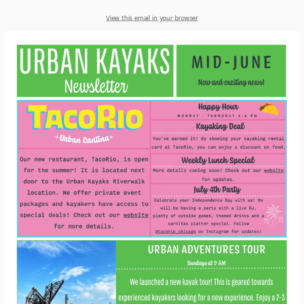 Urban Kayaks – Mid-June Newsletter - Urban Kayaks Chicago