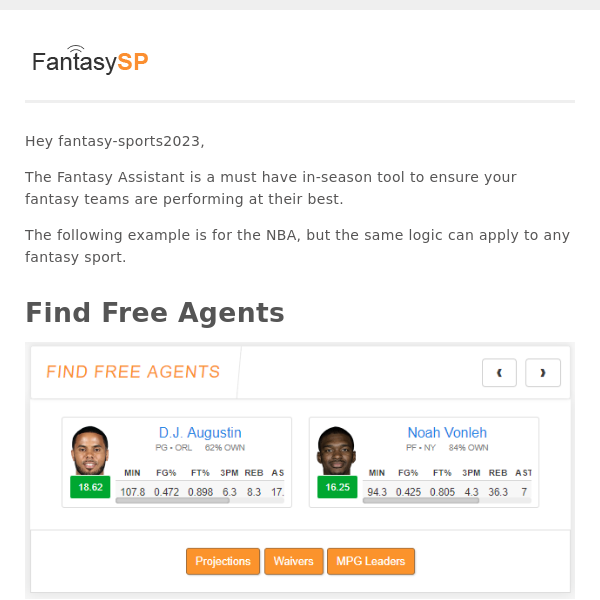 How to Find Free Agents with the Fantasy Assistant