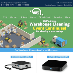 🚚 OWC's Warehouse Cleaning Event Continues ‼️Popular deals going fast!