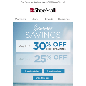 30% Off Summer Sandals, Slip-Ons & More