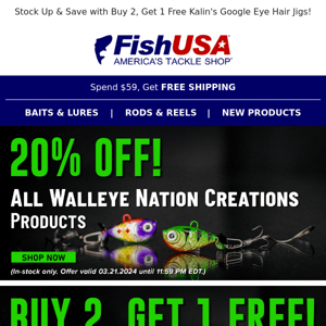 Today Only! 20% Off All Walleye Nation Creations Products!