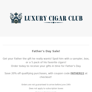 20% Off For Father's Day!