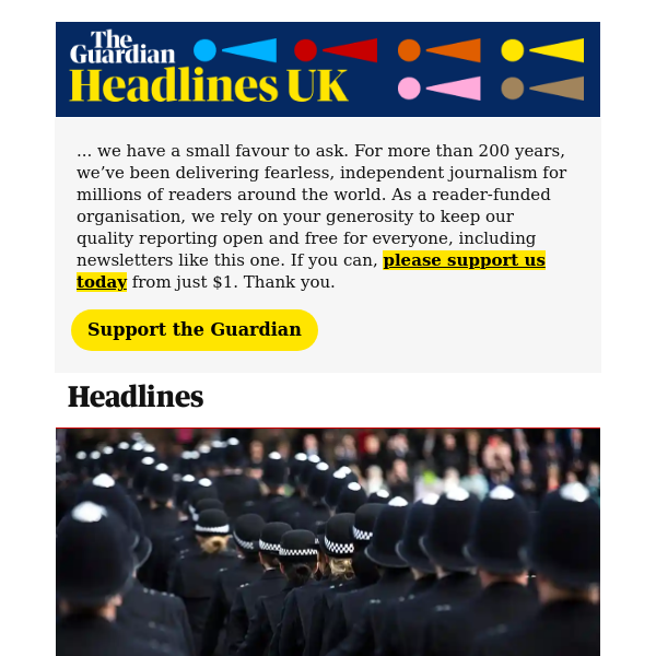 The Guardian Headlines: Met police found to be institutionally racist, misogynistic and homophobic