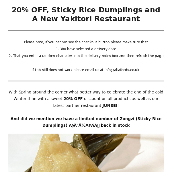 20% OFF, Sticky Rice Dumplings and A New Yakitori Restaurant!
