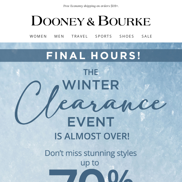 Final Hours! Winter Clearance Ends Tonight.