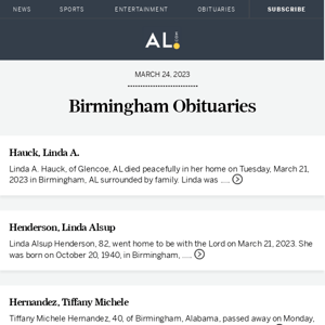 Birmingham obituaries for March 24, 2023