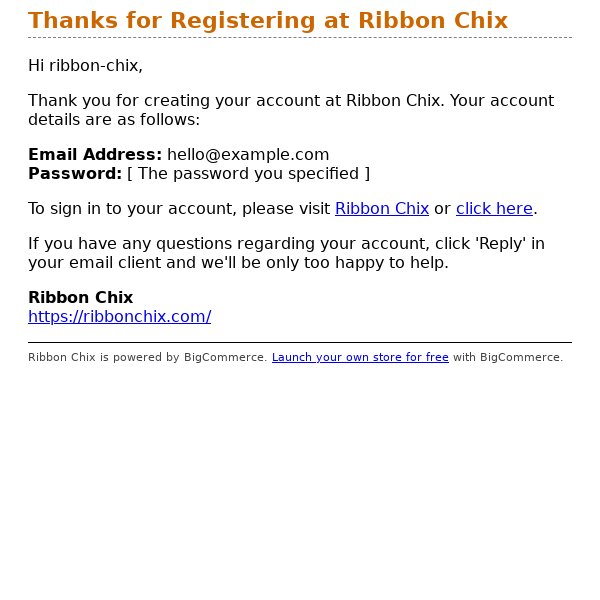 Thanks for Registering at Ribbon Chix