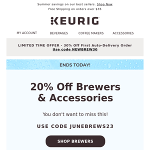 LAST CHANCE! | 20% off brewers & accessories